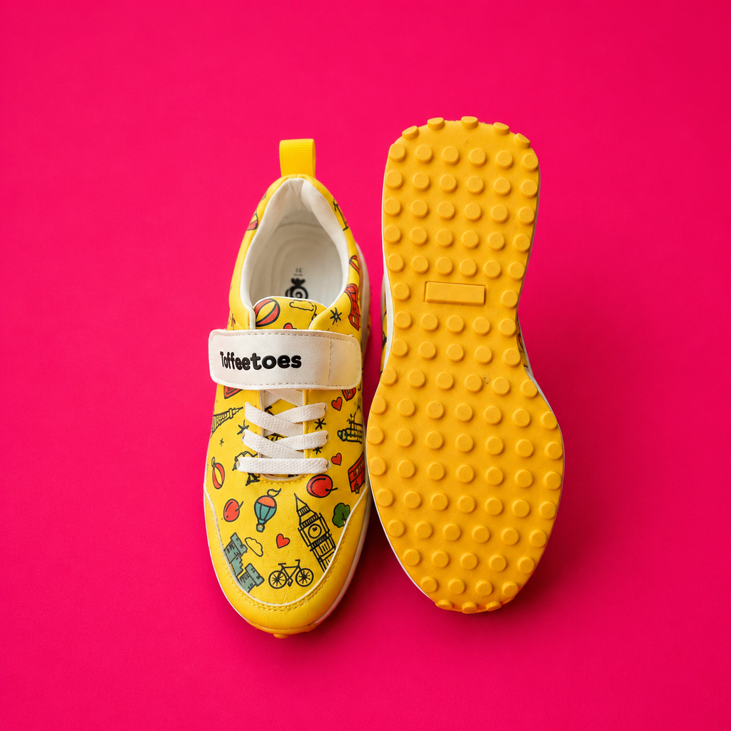 Globetrotters Seven Wonders Yellow Kids Sneakers