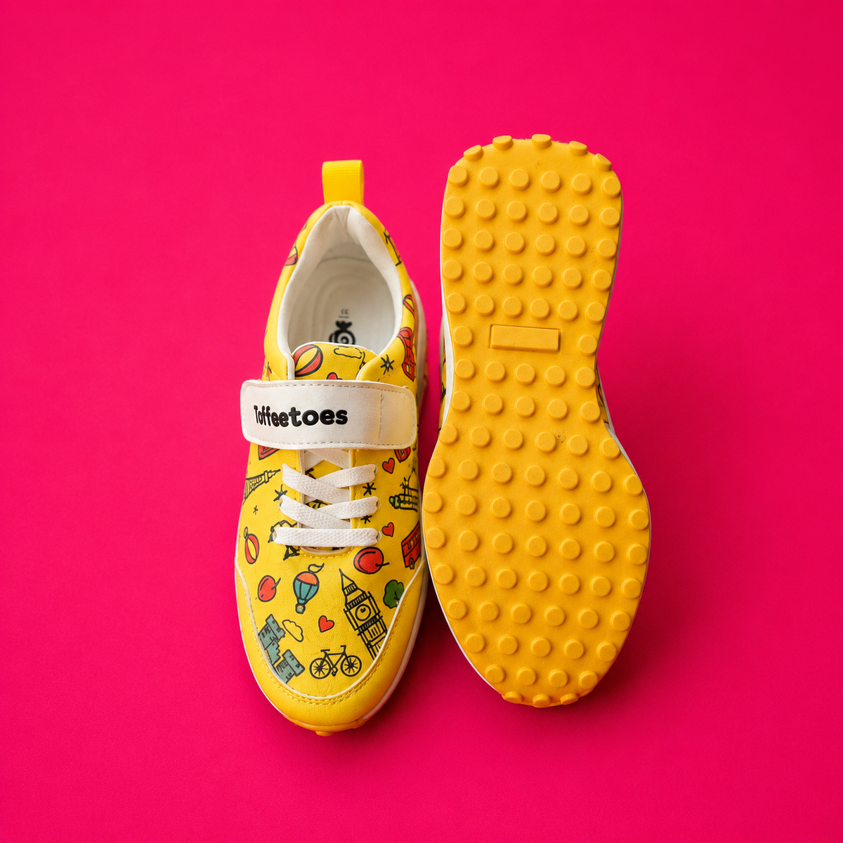 Globetrotters Seven Wonders Yellow Kids Sneakers
