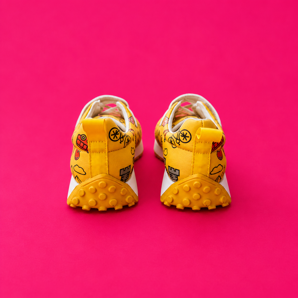 Globetrotters Seven Wonders Yellow Kids Sneakers