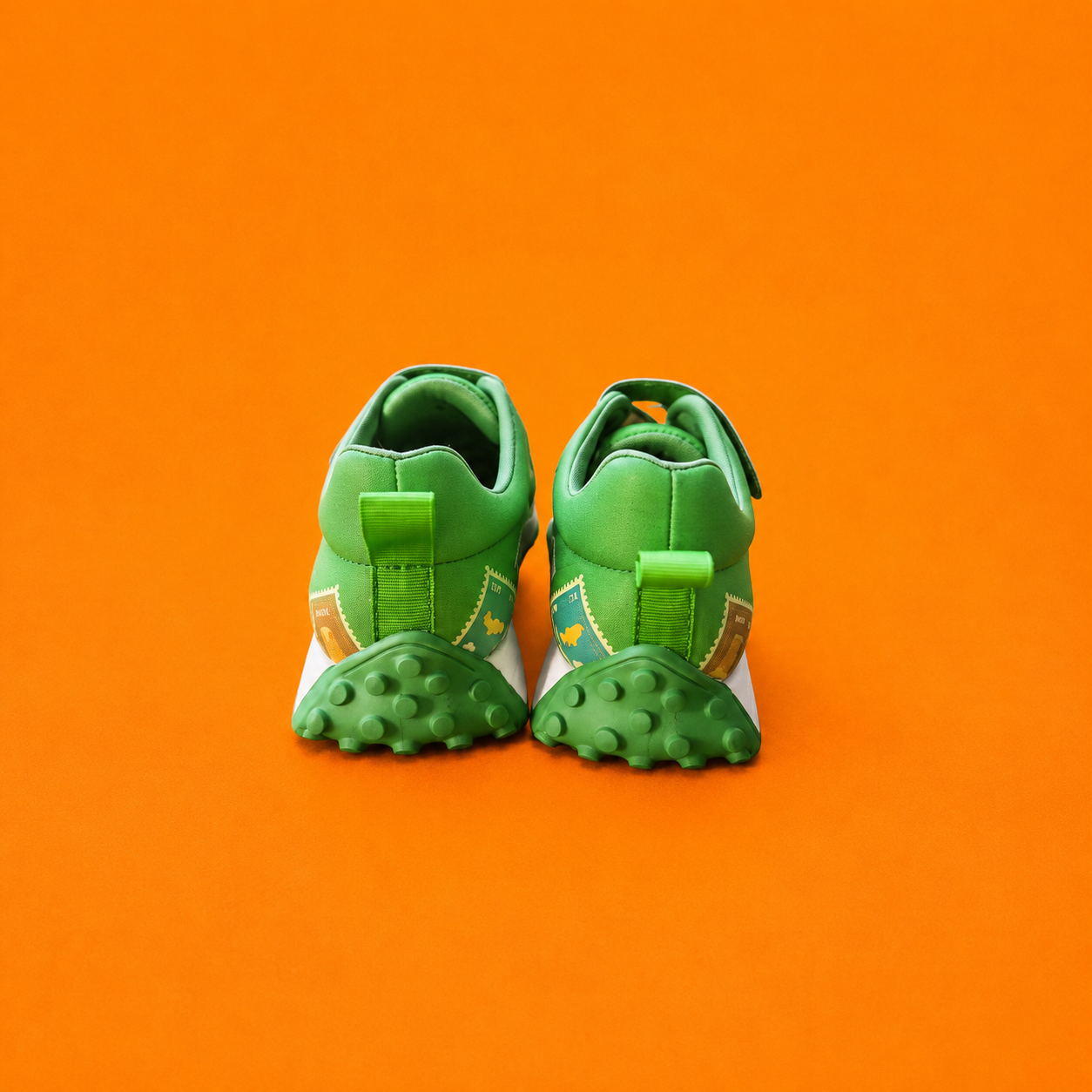 Globetrotters Travel Stamps Green Kids Sneakers